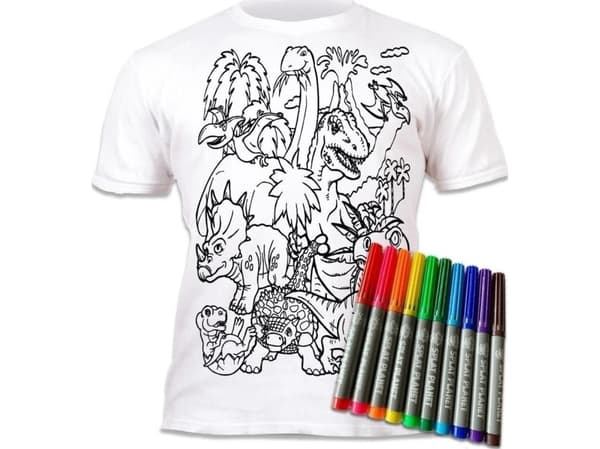 T-paita 5-6 år dinosaurus m/10 tuscher ass.