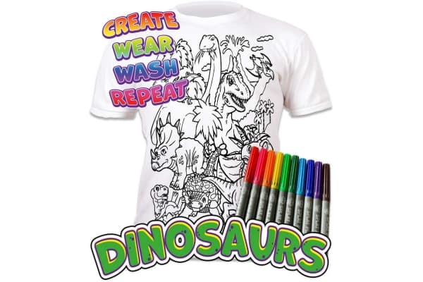 T-paita 5-6 år dinosaurus m/10 tuscher ass.