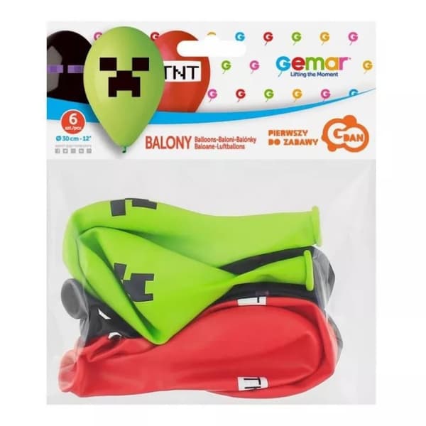 MINECRAFT Ballonger Balloons 12635 TNT 6-Pack 30cm
