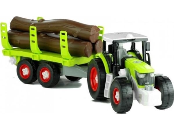 Lean Sport Traktor med släp med trä 43 cm, avrullningsbar