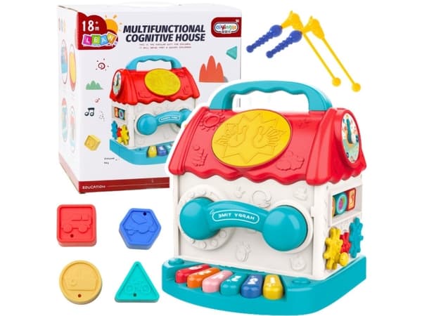 Lean Toys Educational House Interaktiivinen kuutio Rattle Sorter kuulostaa värikkäeltä