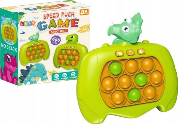 LeanToys Pop-It Arcade Spillkonsoll 999 Levels Dinosaur Green A