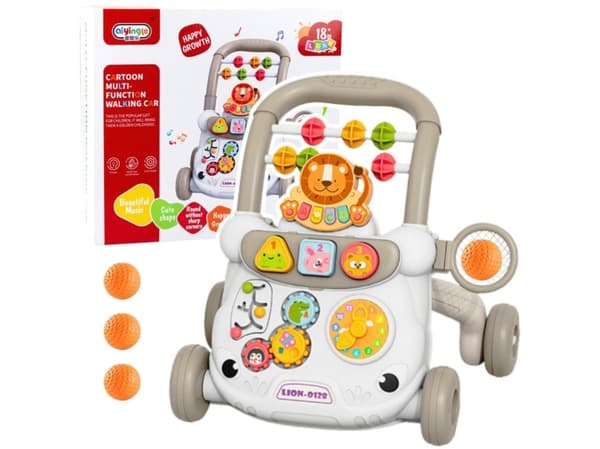Educational Walker Interactive Pusher Blocks Clock Gears Grå