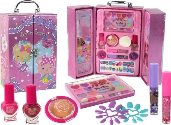 LeanToys Beauty Makeup and Nails i rosa resväska