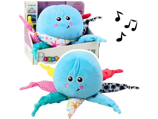 Plush Octopus Sleeping Cozy Light Sound Sininen