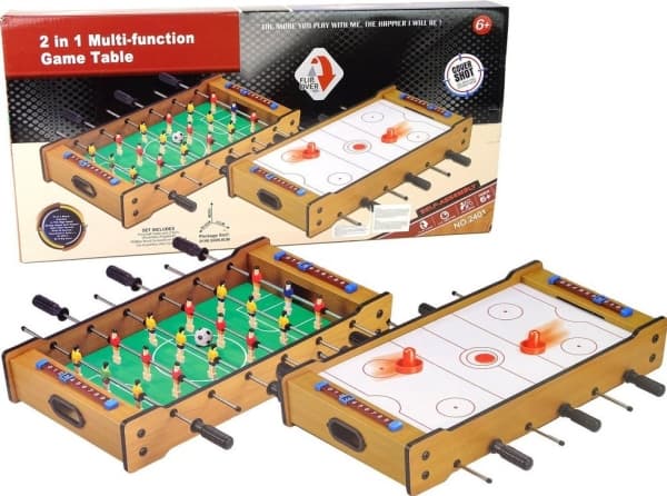LeanToys trebord 2 i 1 bordfotball Air Hockey