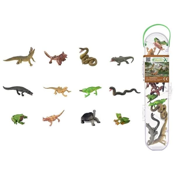 Mini Reptiler och Amfibier Låda - CollectA - Flerfärgad - Transparent PVC