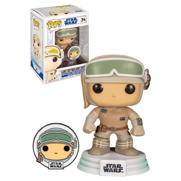 Funko POP! Star Wars - Figur av Luke Skywalker (Hoth) med pin.