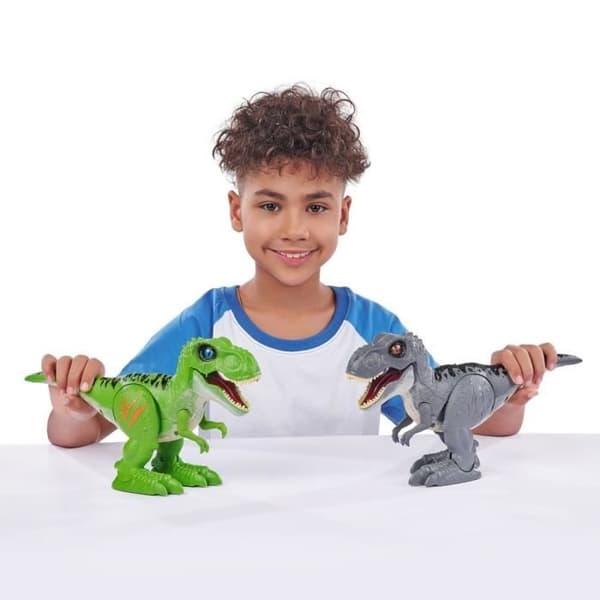 ROBO ALIVE Electric T-Rex Dinosaur - Ljudeffekter - 2 färger - 6 delar + Dino Slime Egg