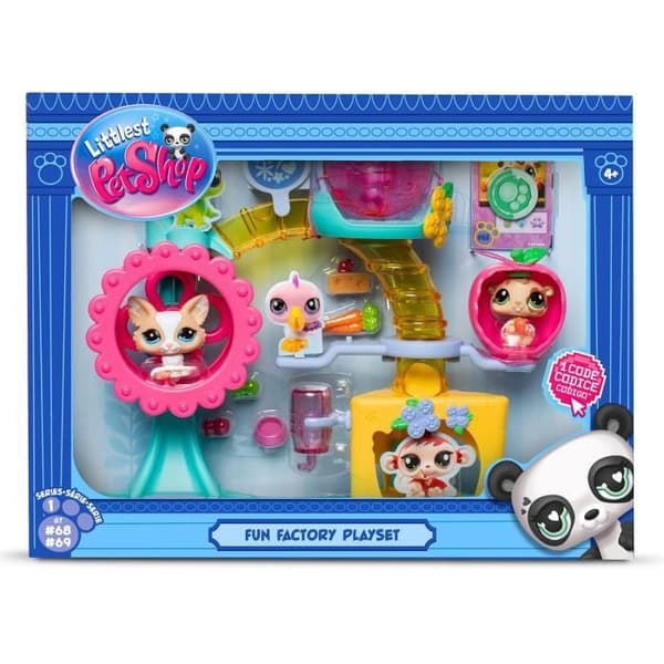 BANDAI - Littlest Pet Shop - Fun Factory box set - Lekset med 2 djur, dekor och tillbehör - BF00519