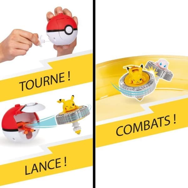 Pokémon Arena och 2 Spinning Tops - BANDAI - JW4403 - Pikachu vs Mewtwo
