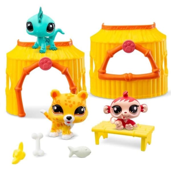 BANDAI - Littlest Pet Shop - Tiki Jungle Pack - 3 djur och tillbehör - BF00515