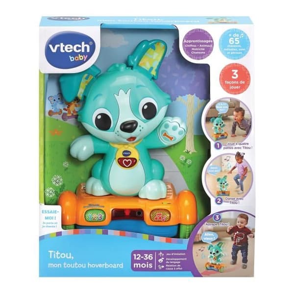 VTECH BABY - Titou, Mon Toutou Hoverboard - Busig hund med 3 hjul - Batterier ingår - 12 till 36 månader