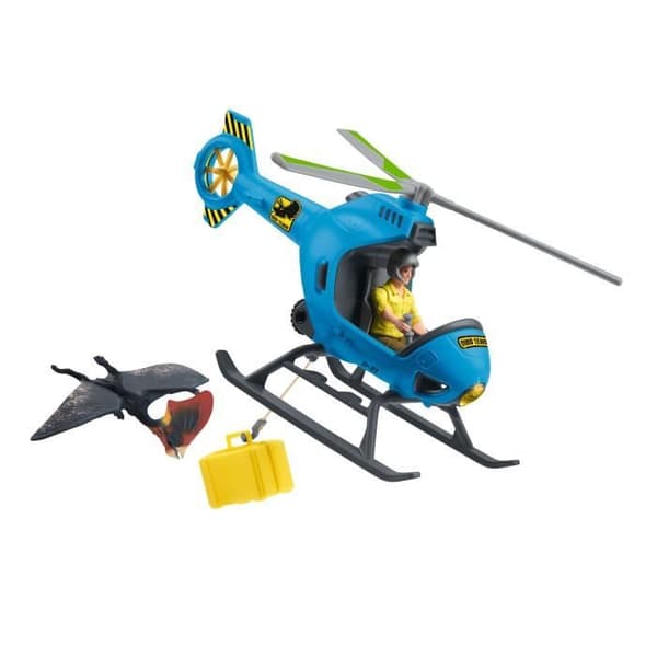 Luftattack, Schleich box set med 1 helikopter, 1 människofigur och 1 tapejara dinosaurie, leksaksset