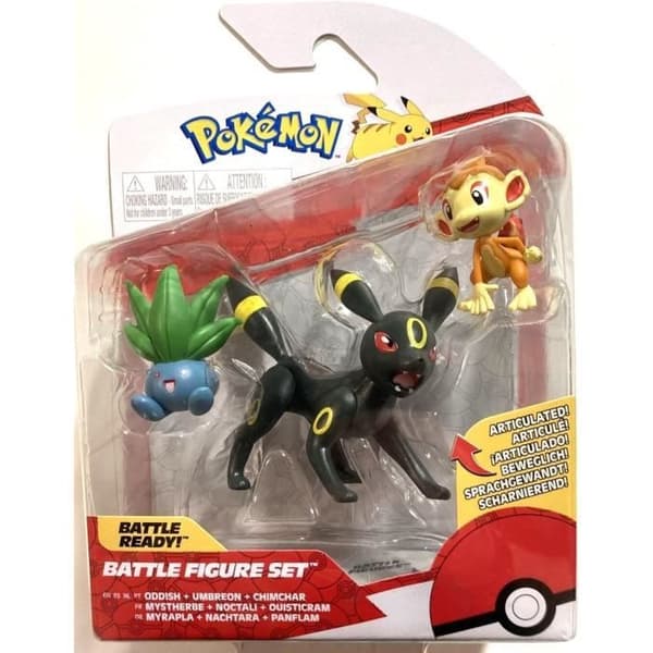 Pokémon Utvalda Slagfigurer | Set med 3 Actionfigurer, Spelkaraktärer: Mystherbe, Noctali & Ouisticram