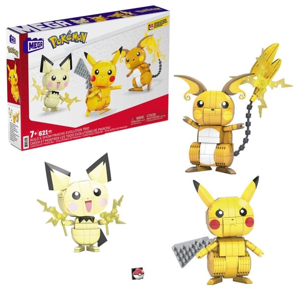 MEGA Pokémon Construx Bygg och Visa Pikachu Evolution Trio