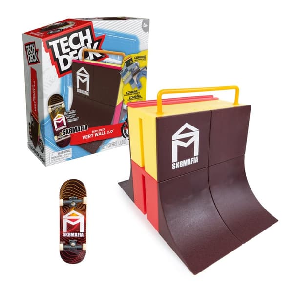 Tech Deck, Vert Wall 2.0, X-Connect Park Creator, Tilpasset og bygbart rampesæt med eksklusivt gribebræt, Børnelegetøj til drenge og piger fra 6 år