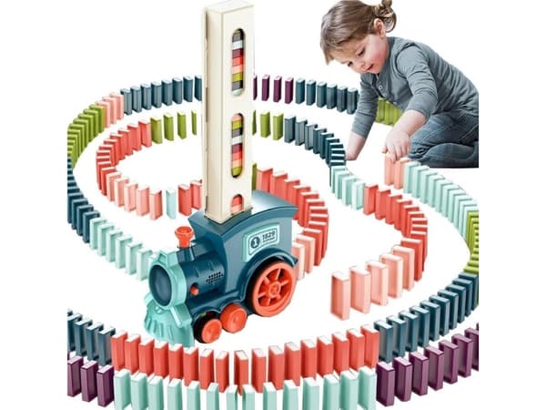 Qulki LOCOMOTIVE TRAINING LOCOMOTIVE DOMINO CUTTING BLOCKS DOMINO LED TICKET