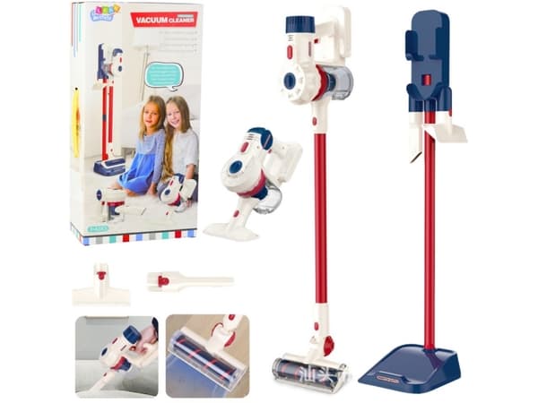 Lean Toys Dammsugare Vertikal Set för Barn Städstation Ljus Ljud Vit
