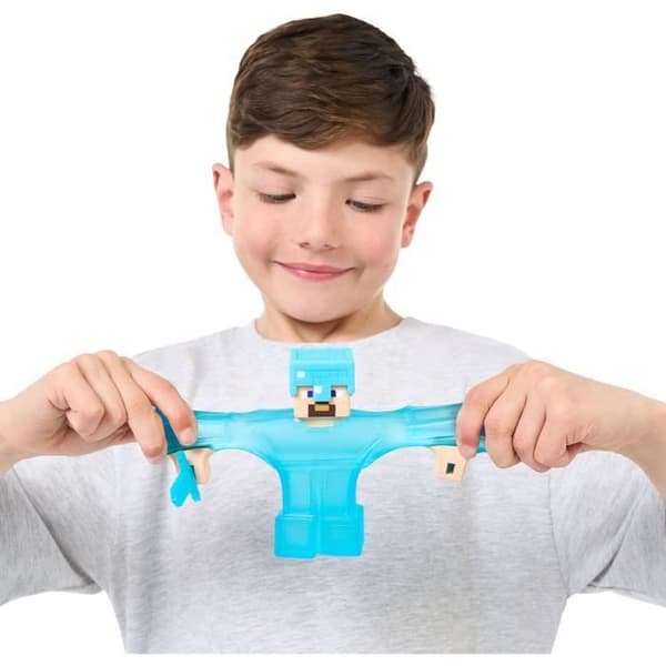 Utvidbar figur - GOO JIT ZU - Minecraft Steeve - 11 cm - Elastisk textur - Utvidbar 3x