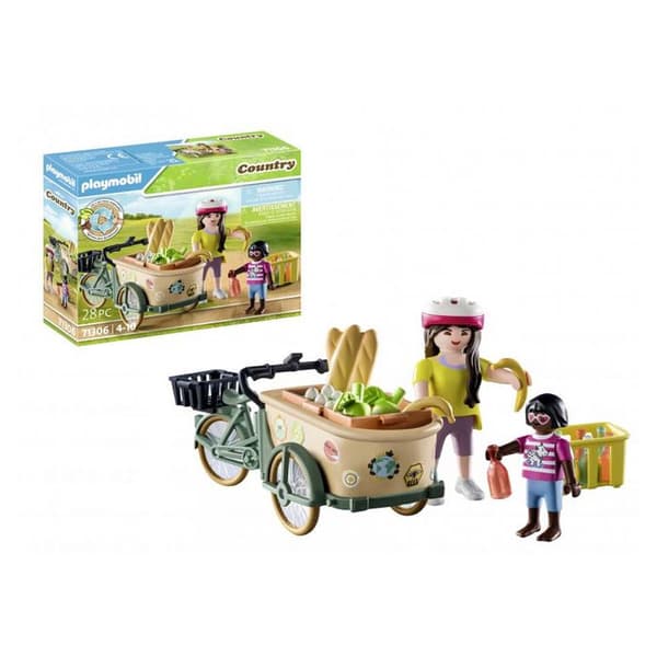 PLAYMOBIL - Cyklist med cykel och framvagn - Gård - Leksak för barn från 4 år och uppåt
