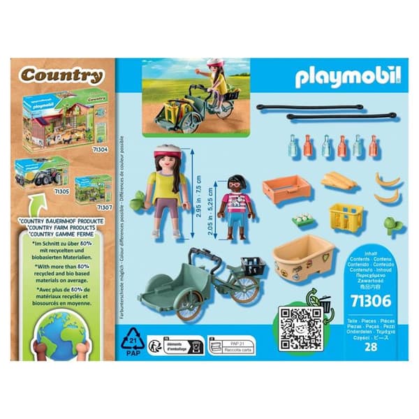 PLAYMOBIL - Cyklist med cykel och framvagn - Gård - Leksak för barn från 4 år och uppåt
