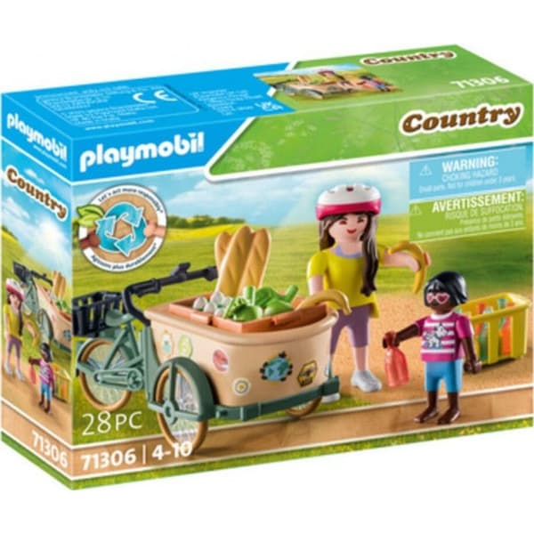 PLAYMOBIL - Cyklist med cykel och framvagn - Gård - Leksak för barn från 4 år och uppåt