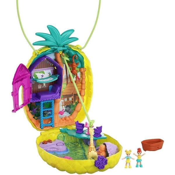 Polly Pocket - Safari Pineapple Surprise Bag - Miniatyrfigurer - Gul - från 4 år och uppåt