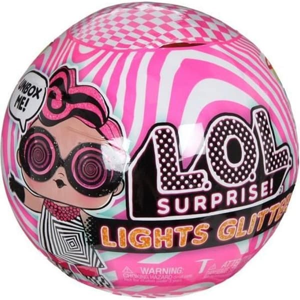 LOL. Surprise - Lights Glitter - Ball med 8 överraskningar inklusive 1 glitterdocka och 1 mini svart ljuslampa
