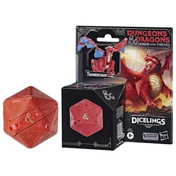 Röd Themberchaud-figur konverterbar till en gigantisk d20 - Dungeons &amp; Dragons - Thieves' Honor