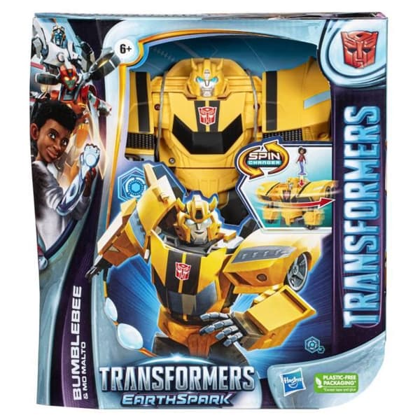 Transformers EarthSpark Spin Changer Bumblebee och Mo Malto Figur - HASBRO - Blå - Blandad - Från 6 år
