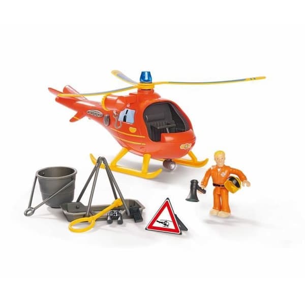 FIREMAN SAM, WALLABY HELIKOPTER MED TOM FIGURINE - MED LJUD