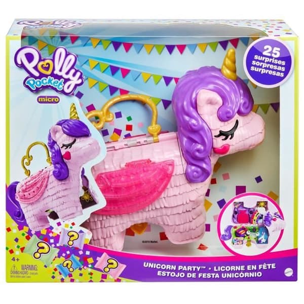 Polly Pocket - Surprise Unicorn Bag - Fairy Unicorn Piñata + 25 tillbehör