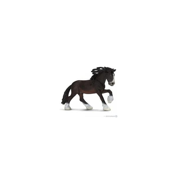 Schleich Figurine - Shire Stallion - Farm Animal - Svart, vit och brun
