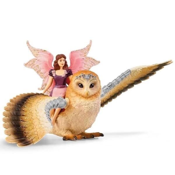SCHLEICH tomtefigur på baksidan av en gnistrande uggla V2 - bayala®-serie