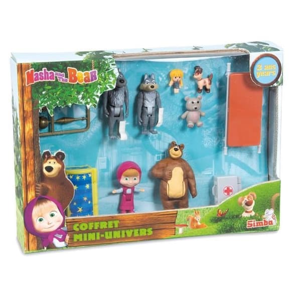 Mini Universe Masha & Michka box set - 7 figurer och tillbehör för barn från 3 år och uppåt