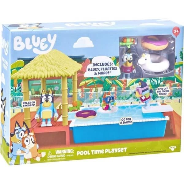 Bluey's Swimming Pool Figure - MOOSE TOYS - Lekset med tillbehör för barn från 3 år och uppåt