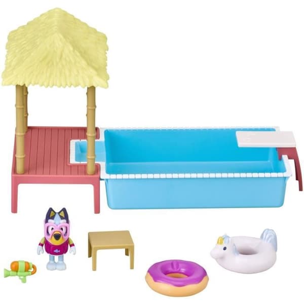 Bluey's Swimming Pool Figure - MOOSE TOYS - Lekset med tillbehör för barn från 3 år och uppåt