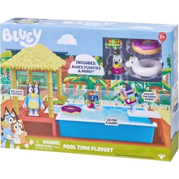 Bluey's Swimming Pool Figure - MOOSE TOYS - Lekset med tillbehör för barn från 3 år och uppåt