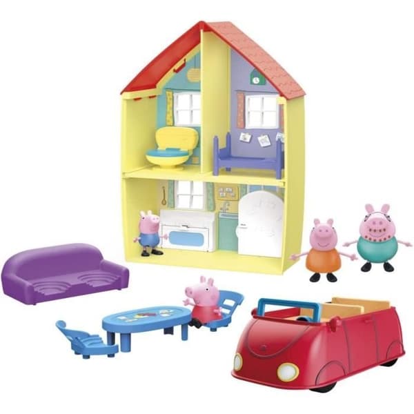 PEPPA PIG Peppa och hennes familj husset, Roliga tillbehör ingår, Leksak för barn från 3 år