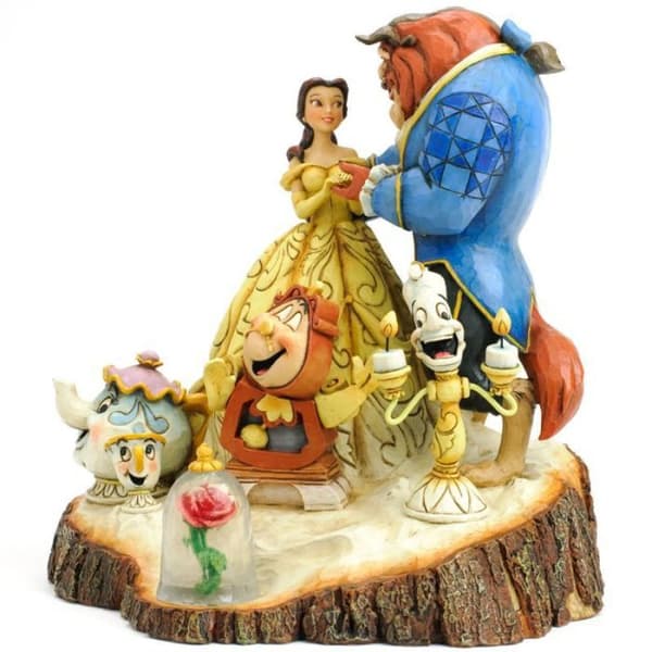 Skönheten och odjuret figurin - Disney Tradition Collection av Jim Shore - Målad träeffekt - 20 cm
