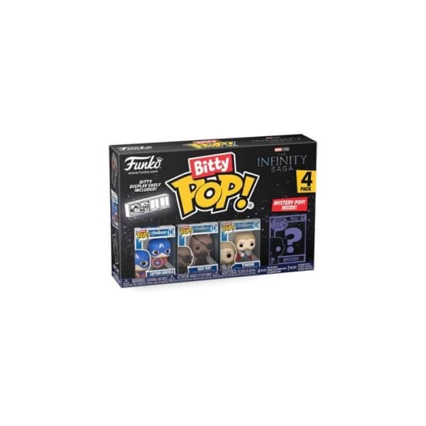 Marvel-paket 4 Bitty POP-figurer! Vinyl Captain America 2,5 cm