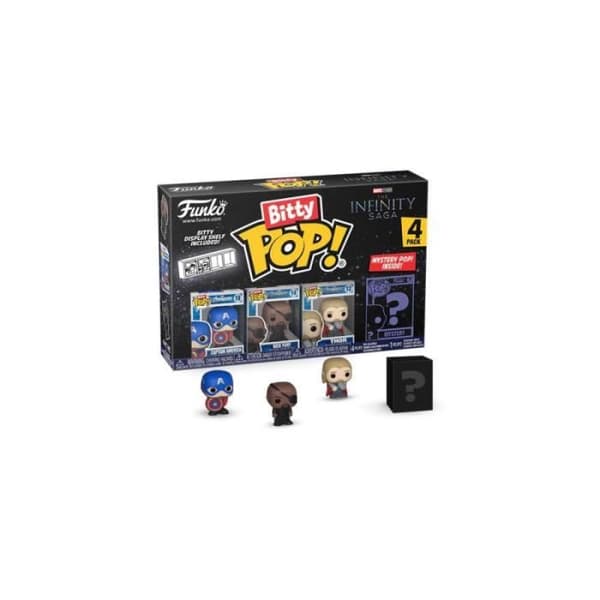 Marvel-paket 4 Bitty POP-figurer! Vinyl Captain America 2,5 cm