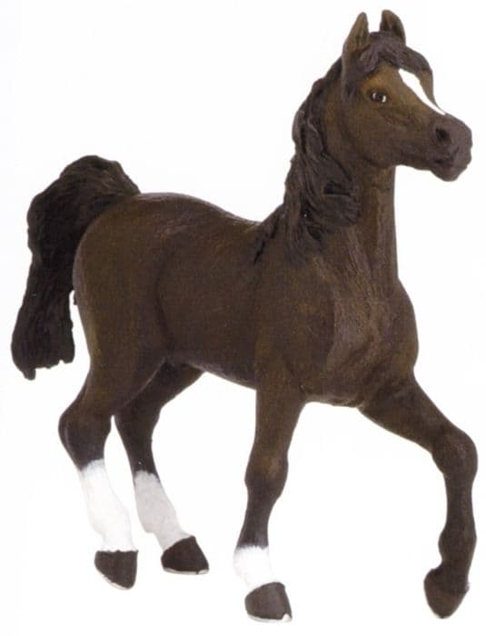 Arabisk hästfigur - PAPO - L13 x H12 cm - Brun, svart och vit - För barn från 3 år