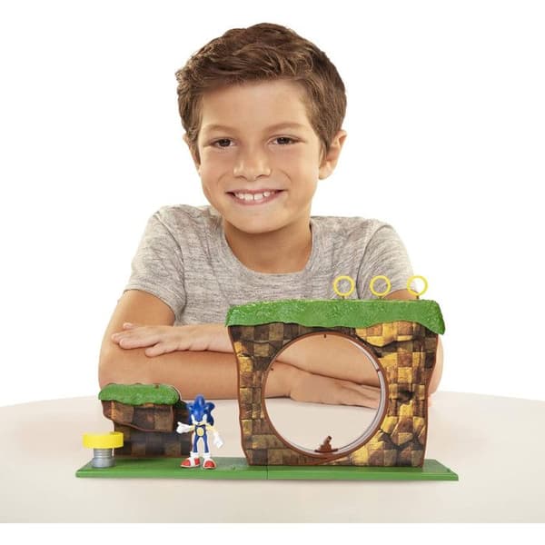 Byggset - SEGA - Sonic Grön kulle - 10 delar - Sonic figur 6 cm - Grön färg
