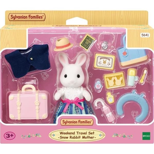 Miniatyrfigur - Mamma Snow Rabbit och hennes helgresväska - SYLVANIAN FAMILIES