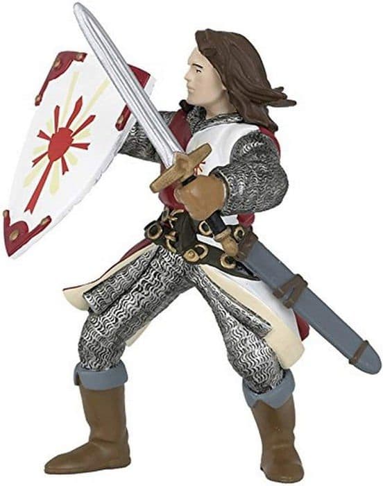 PAPO Röd Lancelot Figurine - Leksak för barn från 3 år och uppåt - 8 cm x 10 cm - Flerfärgad
