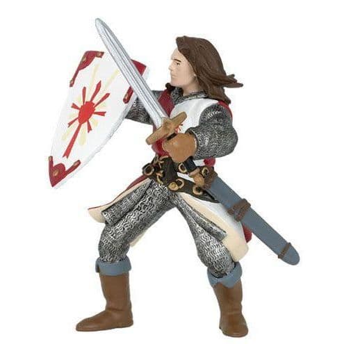 PAPO Röd Lancelot Figurine - Leksak för barn från 3 år och uppåt - 8 cm x 10 cm - Flerfärgad
