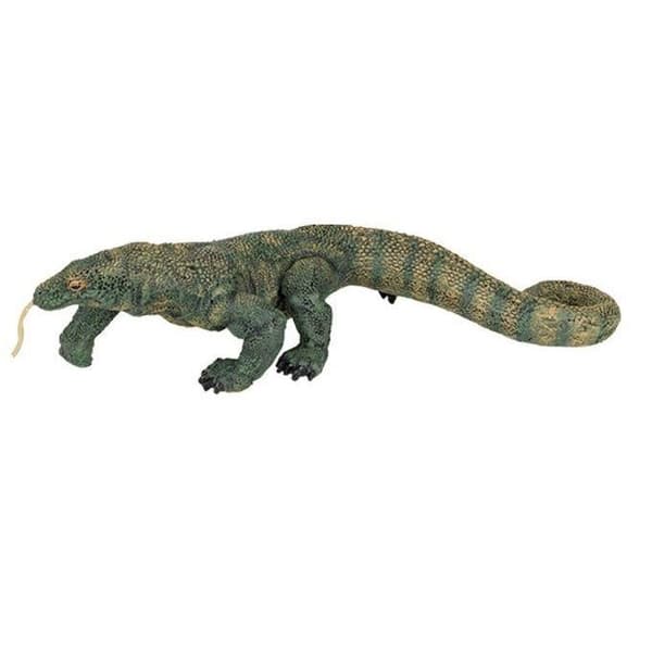 PAPO Komodo Dragon Figurine - Leksak för barn från 3 år och uppåt - 18 cm x 4 cm - Grön