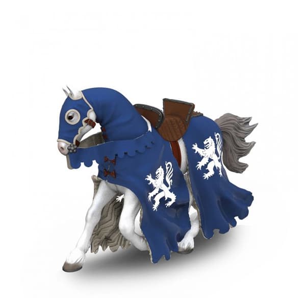 Papo - Blue Lion Knight Horse Figurine
